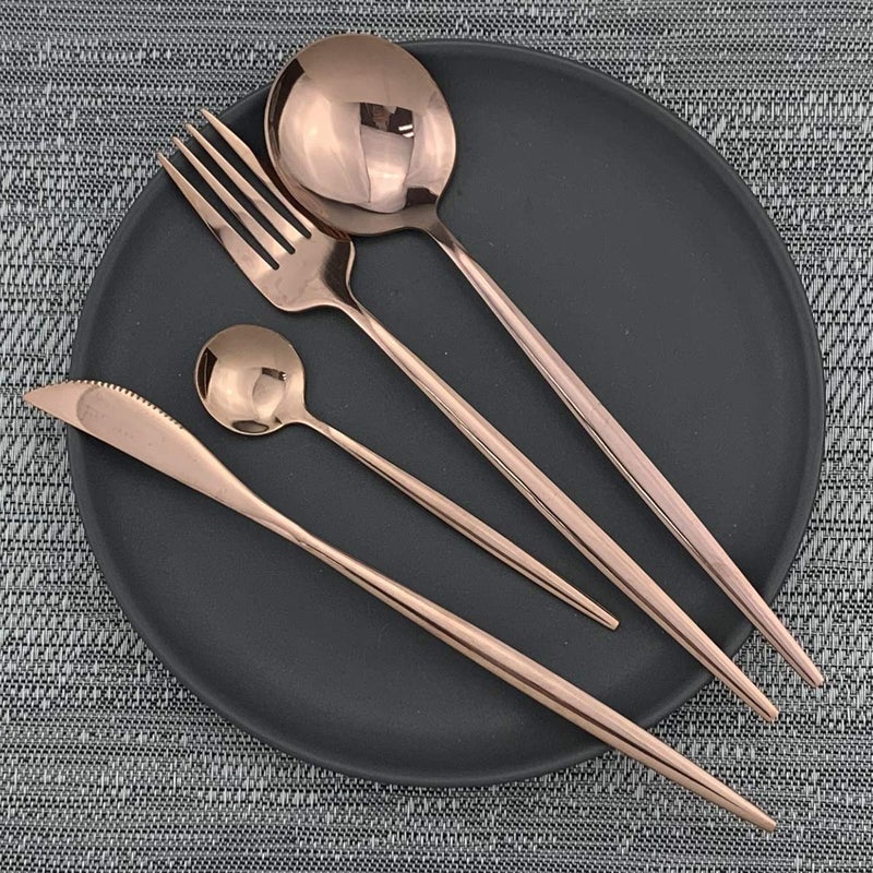 Gugrida 40-Piece Silverware Set 18/10 Stainless Steel Reusable Utensils Forks Spoons Knives Set, Mirror Polished Cutlery Flatware Set, Great for Family Gatherings & Daily Use (Service for 10, Copper) - Image 4